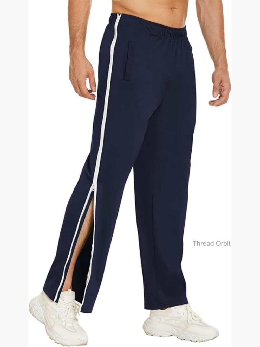 Mens Tear Away Basketball Pants with 2 Side Zippers Snap Off Full Open